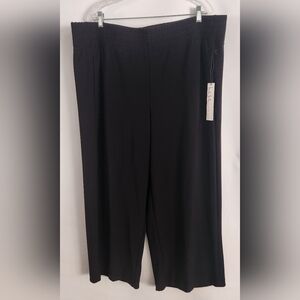 NWT Nicole Miller Black Wide Leg Pants 93% Polyester Size 3X Elastic Waist